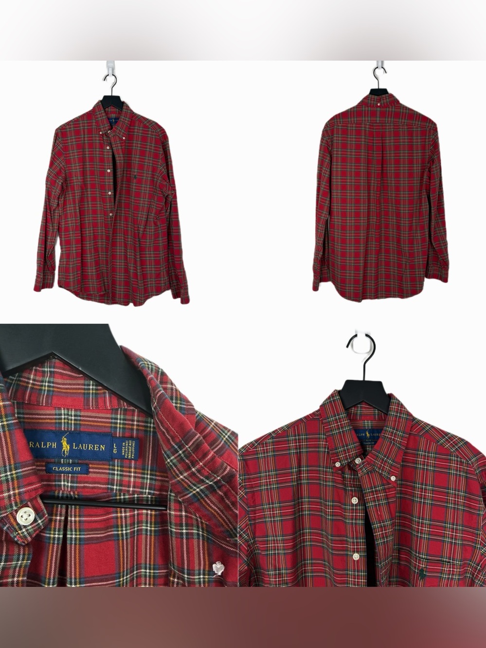 •POLO RALPH LAUREN• Plaid Button Up Size Large Classic Fit